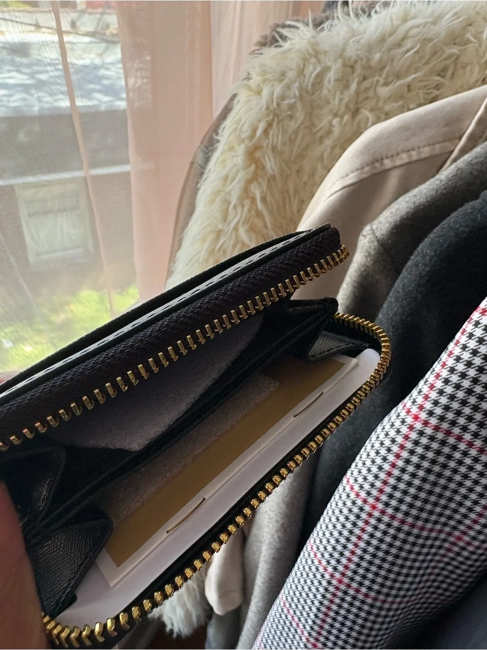 Michael Kors Jet Set Travel Wallet, Black Leather with Gold Logo